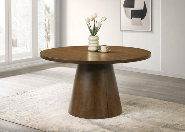 Franklin 54-inch Round Wood Pedestal Base Dining Table Dark Brown