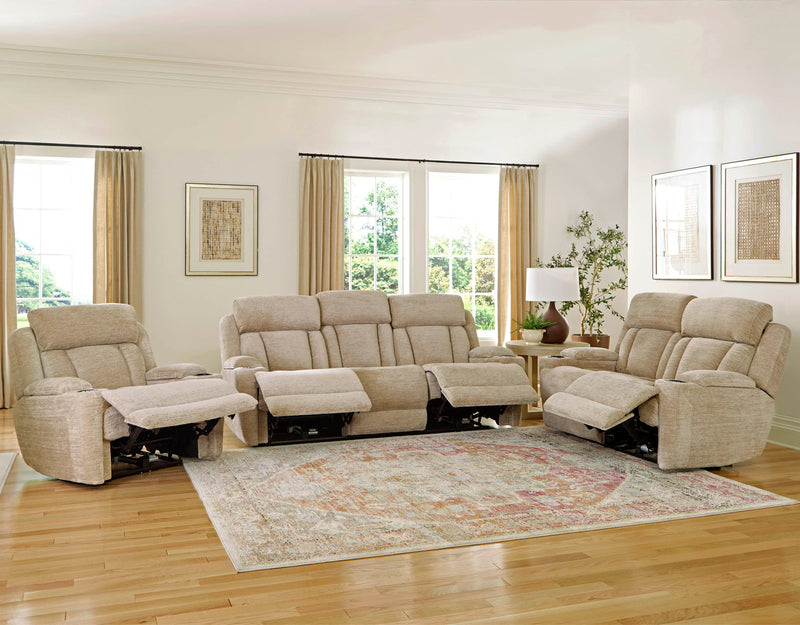 Parker Living Dalton Power Reclining Sofa Set, 3-piece living room set with plush fabric upholstery and reclining features.