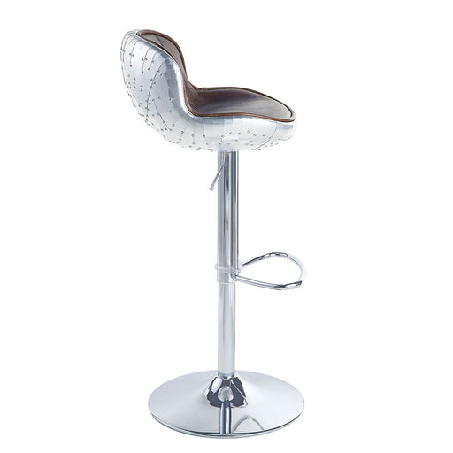 Brancaster - Adjustable Stool With Swivel - Vintage Brown Top Grain Leather & Aluminum - R&R Furniture Gallery (Fountain Valley, CA)