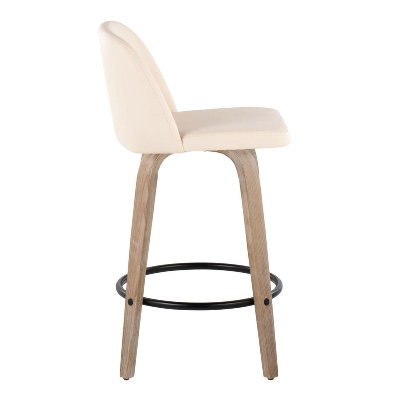 Toriano - Contemporary Fixed-Height Counter Stool & Swivel With Round Footrest (Set of 2) - R&R Furniture Gallery (Fountain Valley, CA)