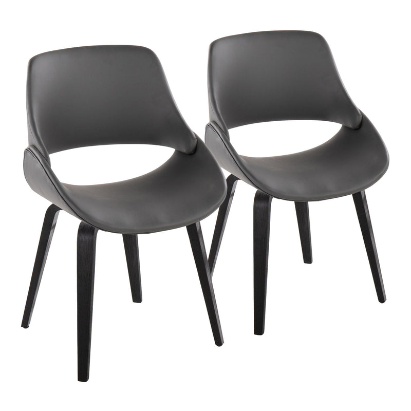 Set of two Lumi Source Fabrico mid-century modern dining chairs with comfortable design and sleek wooden legs.