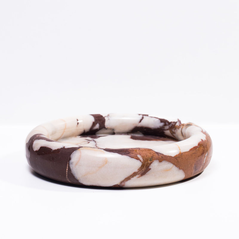 Marble Round Edged Catch-All - Breccia White Brown - R&R Furniture Gallery (Fountain Valley, CA)