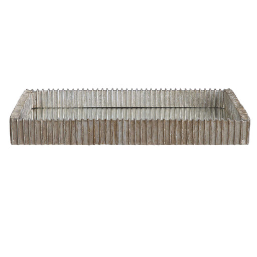 Uttermost Talmage mirrored silver tray with reflective surface and elegant design, perfect for decorative display or serving.