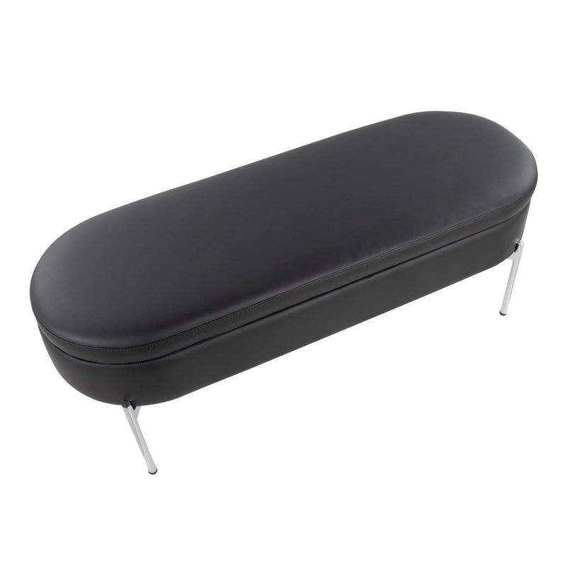 Lumi Source Chloe contemporary glam storage bench with cushioned top and sleek wooden legs, perfect for modern interior decor.