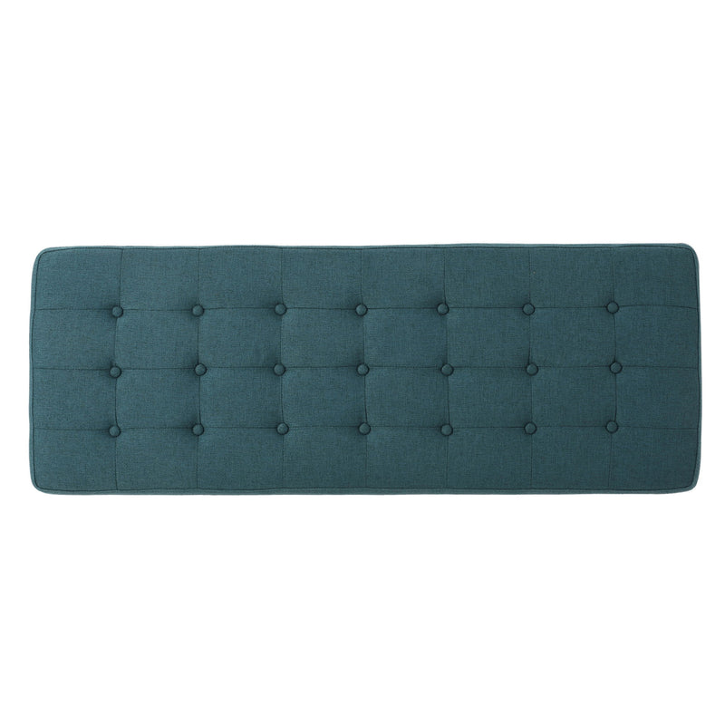 Vibratory - Button Tufted Upholstered Ottoman With Splayed Wooden Legs - Teal / Natural - R&R Furniture Gallery (Fountain Valley, CA)