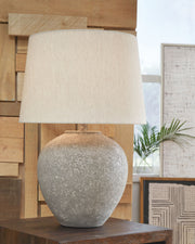 Dreward - Paper Table Lamp - Distressed Gray - R&R Furniture Gallery (Fountain Valley, CA)