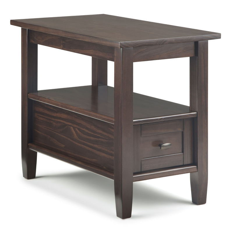 Handcrafted Warm Shaker coffee table by Simpli-Home with a smooth wooden surface and sturdy legs, ideal for living room decor.