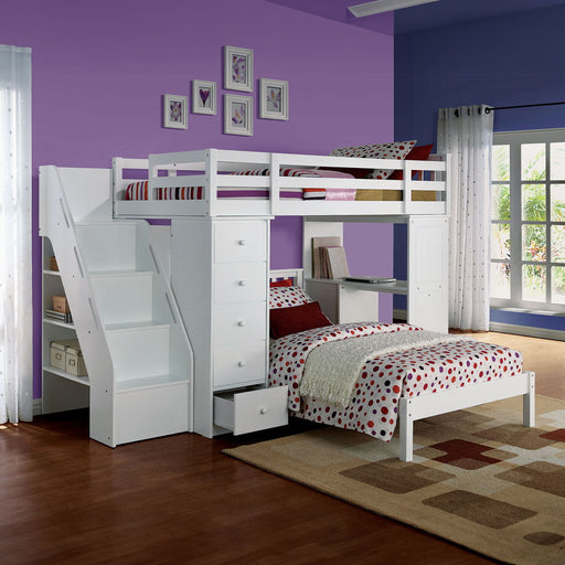 Freya - Twin Loft Bed With Storage - White - R&R Furniture Gallery (Fountain Valley, CA)