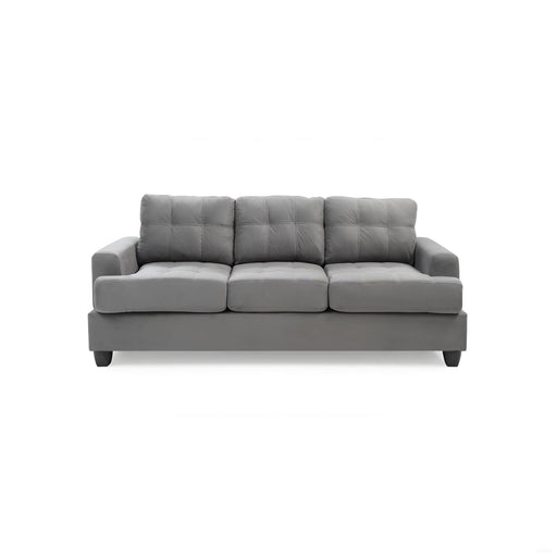 Glory Furniture Sandridge stationary sofa with plush cushions and fabric upholstery, shown in a cozy living room setting.