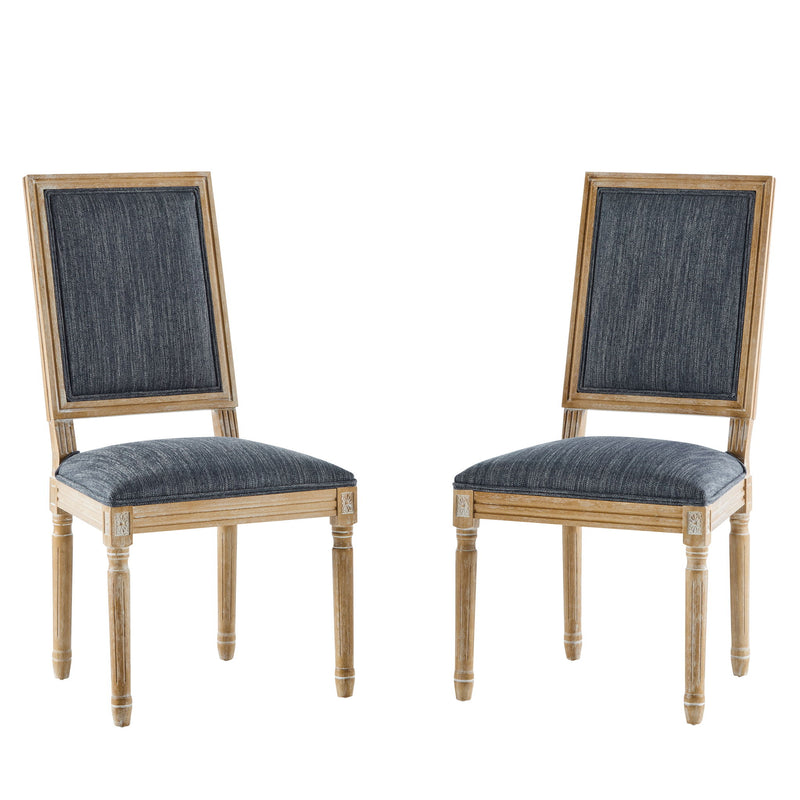 French Country Style Dining Chair With Upholstered Seating And Fluted Legs - R&R Furniture Gallery (Fountain Valley, CA)