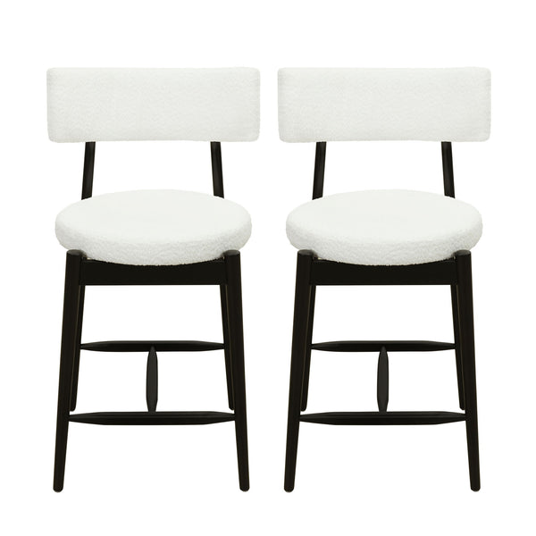 Mid Century Modern Counter Stools, Fabric Upholstered Chairs