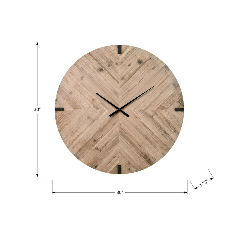 Large round brown wall clock by 8th Street, oversized design with a clear face and modern style for home or office decor.