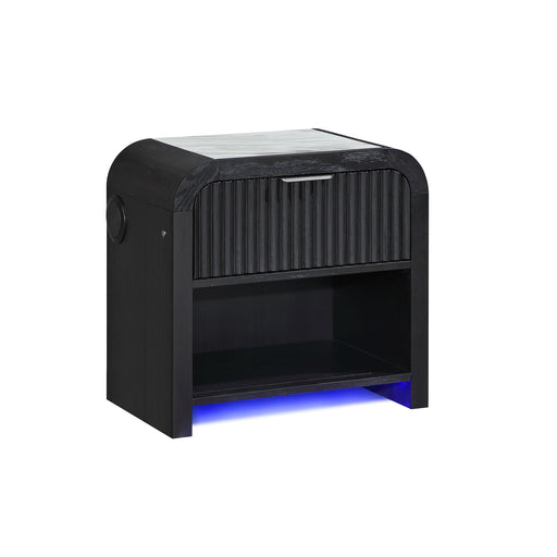 Beverly - Nightstand With Speakers, Rounded Sides - Black White - R&R Furniture Gallery (Fountain Valley, CA)