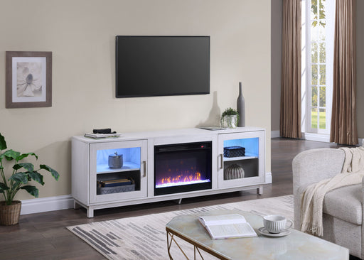 Summit - TV Stand Console With Fireplace - White Walnut Finish - R&R Furniture Gallery (Fountain Valley, CA)