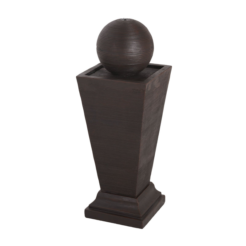 35.5" Tall Column Fountain With LED Lights, Retro Outdoor Decor, Weather Resistant Feature - Dark Brown - R&R Furniture Gallery (Fountain Valley, CA)
