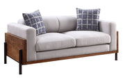 Pelton - Loveseat With 2 Pillows - Fabric & Walnut - R&R Furniture Gallery (Fountain Valley, CA)