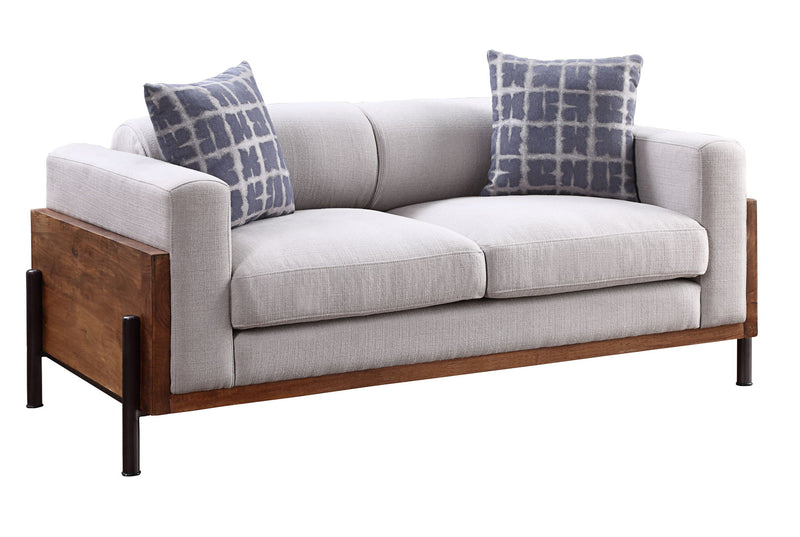 Pelton - Loveseat With 2 Pillows - Fabric & Walnut - R&R Furniture Gallery (Fountain Valley, CA)