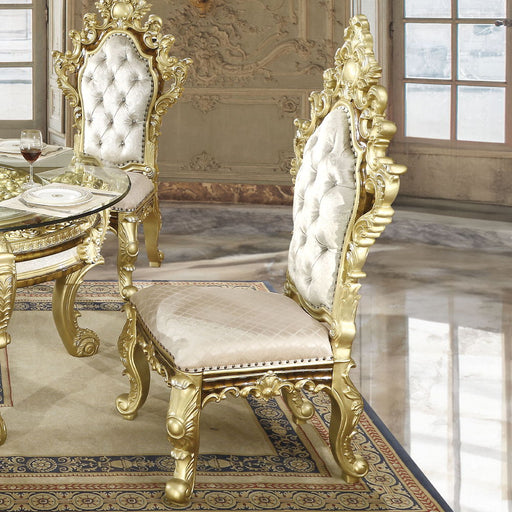Desiderius - Side Chair (Set of 2) - Antique Gold & Hand-Painted Brown - R&R Furniture Gallery (Fountain Valley, CA)