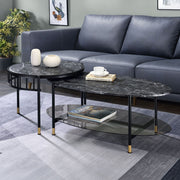 Silas - Nesting Coffee Table Set - Faux Marble Top & Black - R&R Furniture Gallery (Fountain Valley, CA)