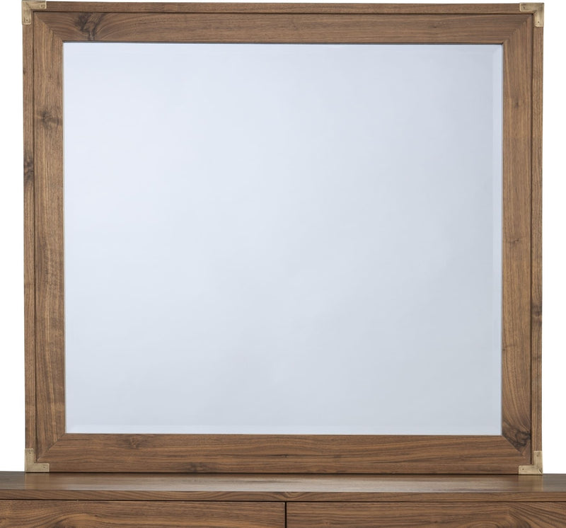 Adler Beveled Glass Mirror in Natural Walnut