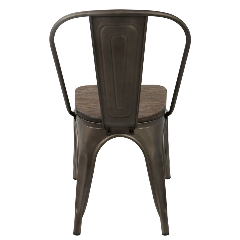 Lumi Source Oregon industrial farmhouse stackable dining chairs set of 2 with metal frames and wooden seats, modern and rustic design
