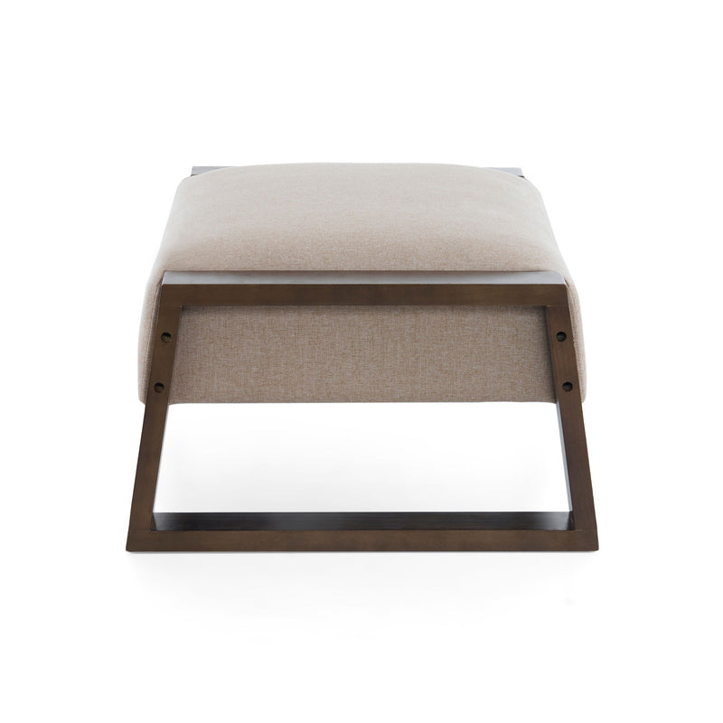 Sleek And Stylish Ottoman Polyester With Rubberwood Legs - Beige - R&R Furniture Gallery (Fountain Valley, CA)