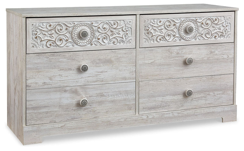 Paxberry - Six Drawer Dresser - Weatherworn - Whitewash - R&R Furniture Gallery (Fountain Valley, CA)