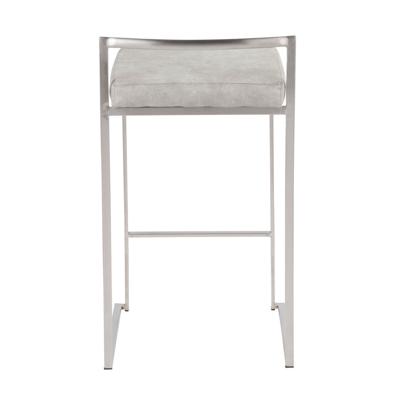 Lumi Source Fuji contemporary elegant stackable counter stool set with sleek design and wooden legs, perfect for modern kitchen or bar area