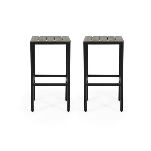 Outdoor Bar Stool With Slat Design And Metal Frame (Set of 2) - R&R Furniture Gallery (Fountain Valley, CA)