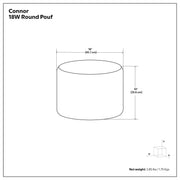 Simpli-Home Connor handcrafted round accent pouf with textured fabric, versatile seating or footrest option.
