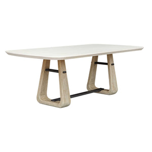 Circa - Concrete Outdoor Dining Table - White / Woodtone