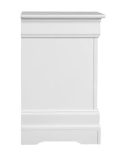 Louis Phillipe wood accent nightstand with a smooth finish and simple design, featuring a drawer and open shelf for storage.