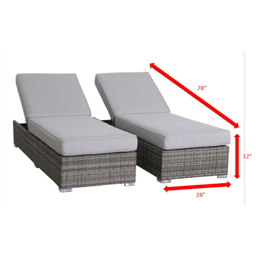 3 Piece Chaise Lounge Set With Adjustable Reclining - Gray Mix - R&R Furniture Gallery (Fountain Valley, CA)