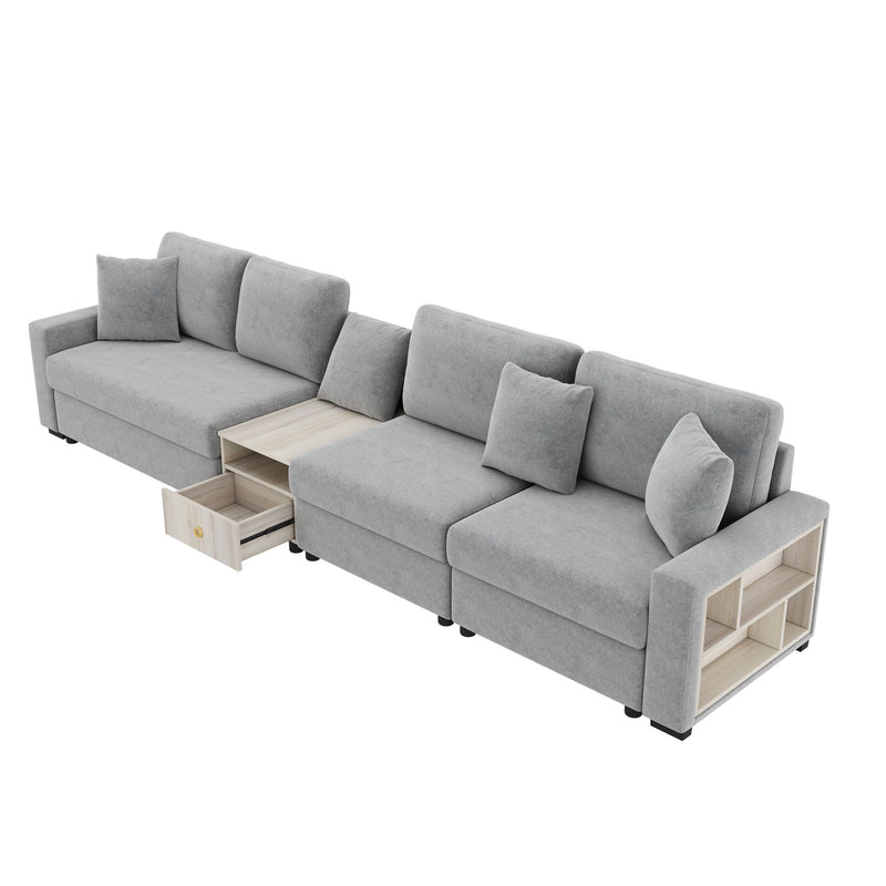 Modular Sofa Couch With Storage Armrest And Center Console - R&R Furniture Gallery (Fountain Valley, CA)