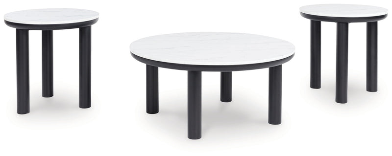 Xandrum - Occasional Table Set (Set of 3) - Black / White - R&R Furniture Gallery (Fountain Valley, CA)