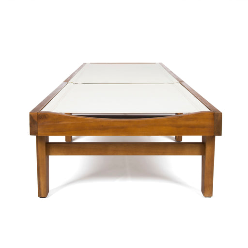 Outdoor Chaise Lounge With Acacia Wood Frame - White / Teak - R&R Furniture Gallery (Fountain Valley, CA)