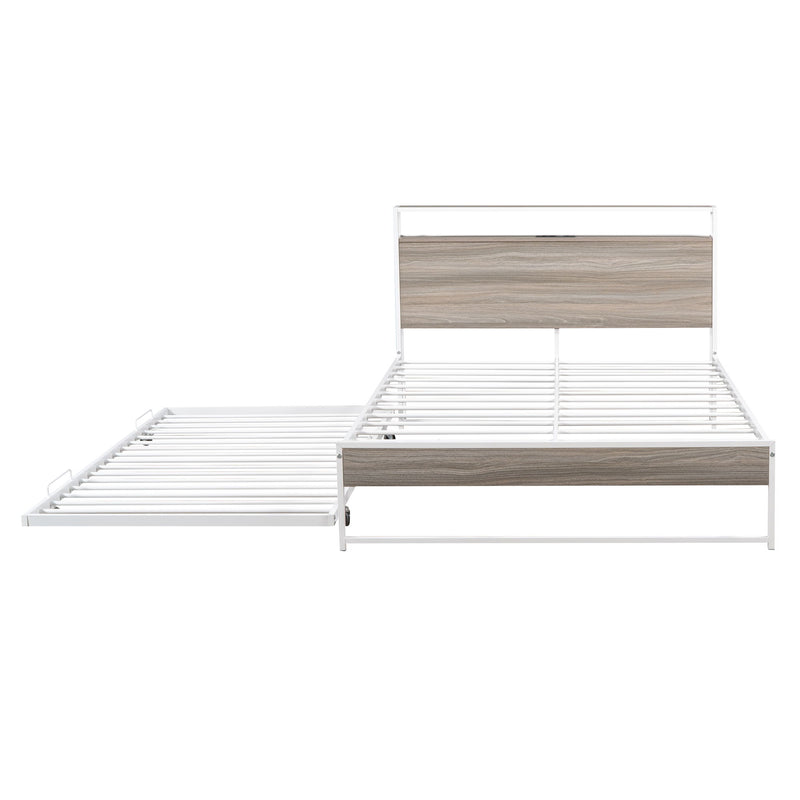 Platform Bed Frame With Trundle, USB Ports And Slat Support, No Box Spring Needed - R&R Furniture Gallery (Fountain Valley, CA)