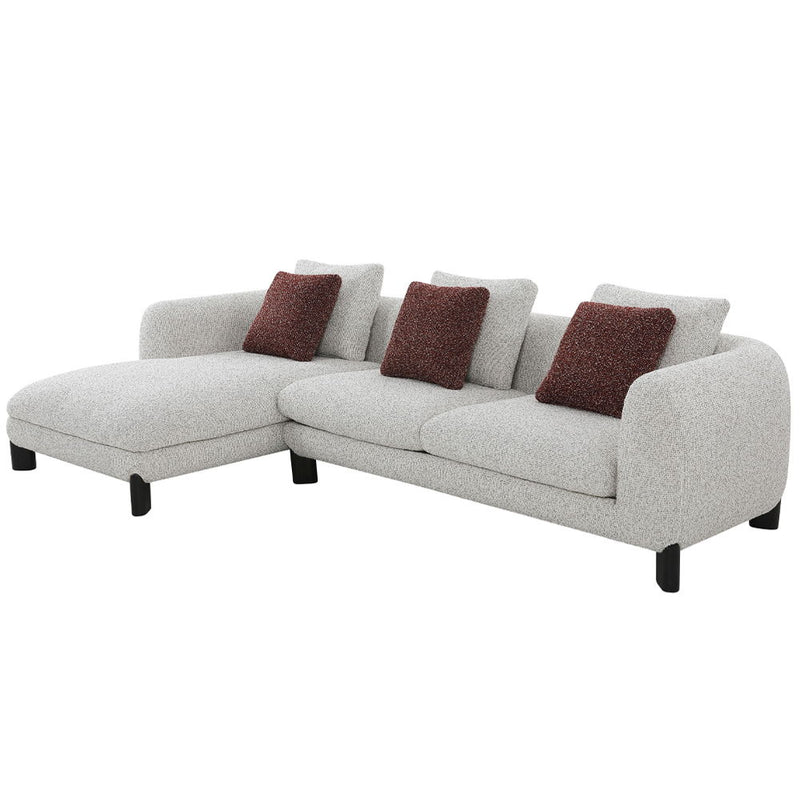Mardi - Sectional Sofa With 6 Pillows - Maroon & Beige Tweed - R&R Furniture Gallery (Fountain Valley, CA)