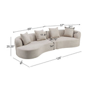 Elegant curved sectional sofa by Noble House with plush foam cushions, showcasing a modern stationary sofa design perfect for living rooms.