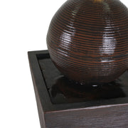 35.5" Tall Column Fountain With LED Lights, Retro Outdoor Decor, Weather Resistant Feature - Dark Brown - R&R Furniture Gallery (Fountain Valley, CA)