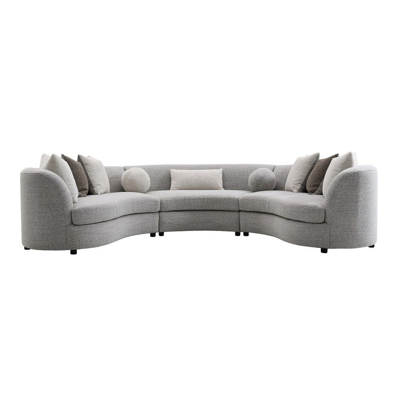 Ivria - Sectional Sofa With 9 Pillows - Gray Boucle - R&R Furniture Gallery (Fountain Valley, CA)