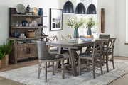 Lodge Dining - Upholstered “X” Back Counter Chair (Set of 2) - Siltstone - R&R Furniture Gallery (Fountain Valley, CA)