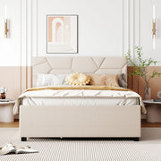 Upholstered Platform Bed With Brick Pattern Headboard And Twin Long Size Trundle - R&R Furniture Gallery (Fountain Valley, CA)