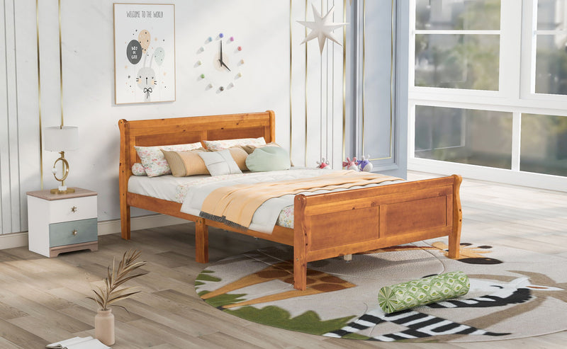 Platform Bed Frame Mattress Foundation Sleigh Bed With Headboard / Footboard / Wood Slat Suppor - R&R Furniture Gallery (Fountain Valley, CA)