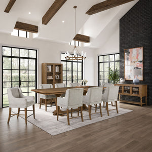 Tall Display Cabinet With Glass Doors And Drawers - Almond