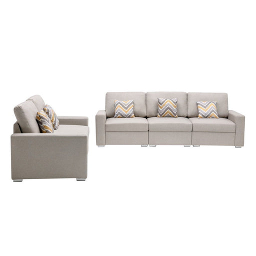 Nolan - Fabric Sofa And Loveseat Living Room With Pillows And Interchangeable Legs - R&R Furniture Gallery (Fountain Valley, CA)