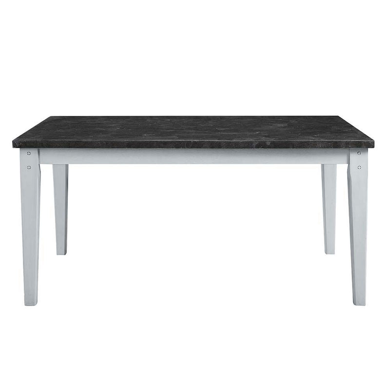Lanton - Dining Table - Natural Marble & Antique White - R&R Furniture Gallery (Fountain Valley, CA)