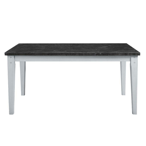 Lanton - Dining Table - Natural Marble & Antique White - R&R Furniture Gallery (Fountain Valley, CA)