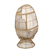 Noble House patio swivel basket egg chair with cushion, outdoor accent chair featuring woven design and cozy seating.