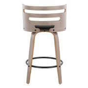 Lumi Source Cosini mid-century modern fixed height barstool set with swivel and round footrest, shown in a stylish interior setting